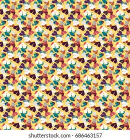 New color seamless pattern with cartoon camping tent.