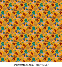 New color seamless pattern with cartoon camping tent.