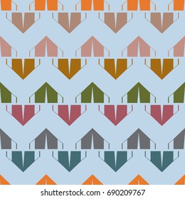 New color seamless pattern with cartoon camping tent.