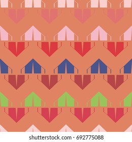 New color seamless pattern with cartoon camping tent.