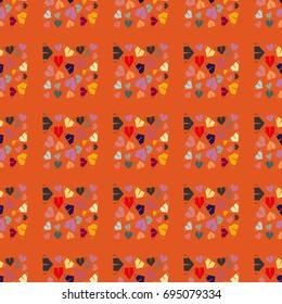 New color seamless pattern with cartoon camping tent.