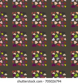New color seamless pattern with cartoon camping tent.