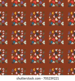 New color seamless pattern with cartoon camping tent.
