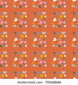 New color seamless pattern with cartoon camping tent.
