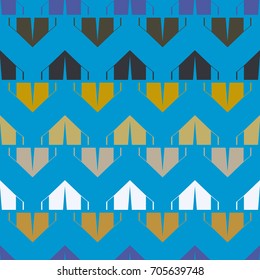 New color seamless pattern with cartoon camping tent.
