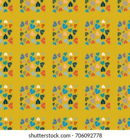 New color seamless pattern with cartoon camping tent.