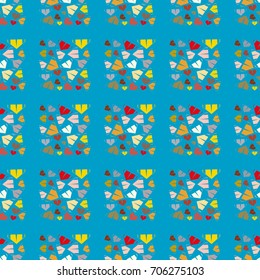 New color seamless pattern with cartoon camping tent.