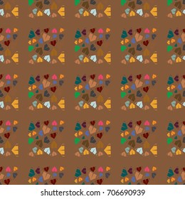 New color seamless pattern with cartoon camping tent.