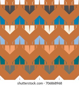 New color seamless pattern with cartoon camping tent.