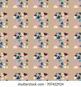 New color seamless pattern with cartoon camping tent.