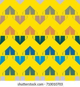 New color seamless pattern with cartoon camping tent.