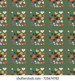 New color seamless pattern with cartoon camping tent.