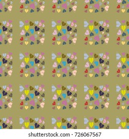New color seamless pattern with cartoon camping tent.