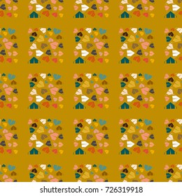 New color seamless pattern with cartoon camping tent.
