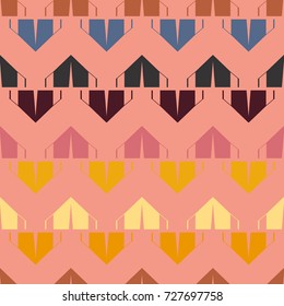 New color seamless pattern with cartoon camping tent.