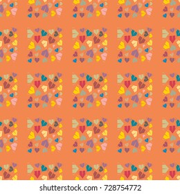 New color seamless pattern with cartoon camping tent.