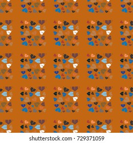 New color seamless pattern with cartoon camping tent.