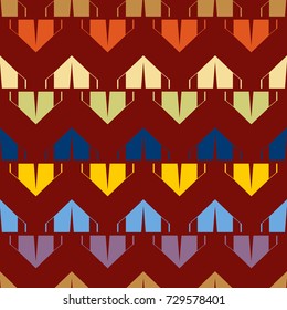 New color seamless pattern with cartoon camping tent.