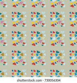 New color seamless pattern with cartoon camping tent.