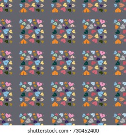 New color seamless pattern with cartoon camping tent.