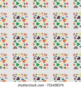 New color seamless pattern with cartoon camping tent.