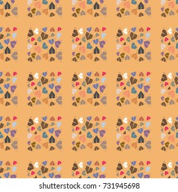 New color seamless pattern with cartoon camping tent.