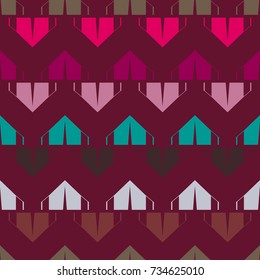 New color seamless pattern with cartoon camping tent.