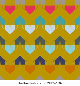 New color seamless pattern with cartoon camping tent.