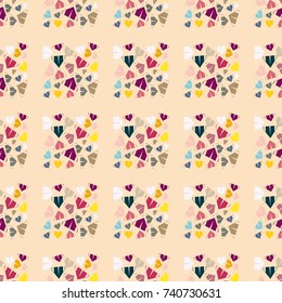 New color seamless pattern with cartoon camping tent.