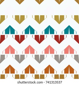 New color seamless pattern with cartoon camping tent.