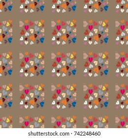 New color seamless pattern with cartoon camping tent.