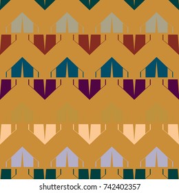 New color seamless pattern with cartoon camping tent.
