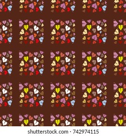 New color seamless pattern with cartoon camping tent.