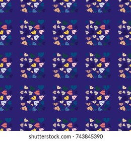 New color seamless pattern with cartoon camping tent.