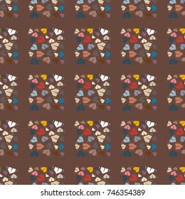 New color seamless pattern with cartoon camping tent.