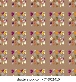 New color seamless pattern with cartoon camping tent.