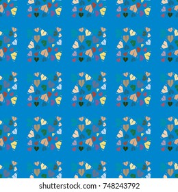 New color seamless pattern with cartoon camping tent.