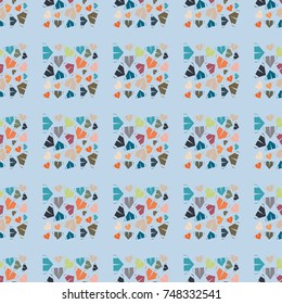 New color seamless pattern with cartoon camping tent.