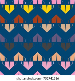 New color seamless pattern with cartoon camping tent.