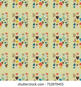 New color seamless pattern with cartoon camping tent.