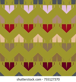 New color seamless pattern with cartoon camping tent.