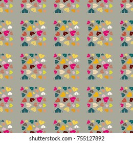 New color seamless pattern with cartoon camping tent.