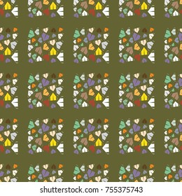 New color seamless pattern with cartoon camping tent.