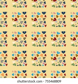 New color seamless pattern with cartoon camping tent.
