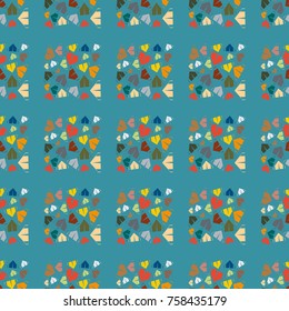 New color seamless pattern with cartoon camping tent.