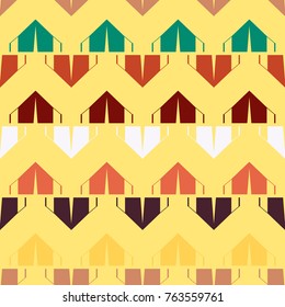 New color seamless pattern with cartoon camping tent.