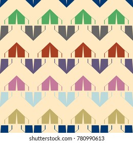 New color seamless pattern with cartoon camping tent.
