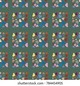 New color seamless pattern with cartoon camping tent.