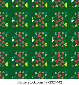 New color seamless pattern with cartoon camping tent.