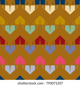 New color seamless pattern with cartoon camping tent.